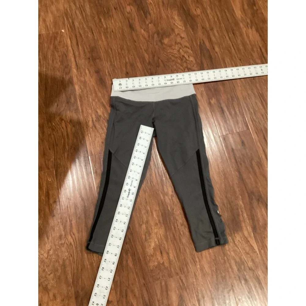 Lululemon Race With Grace Crop Soot Light Wee Stripe Sz 4 Athletic Leggings